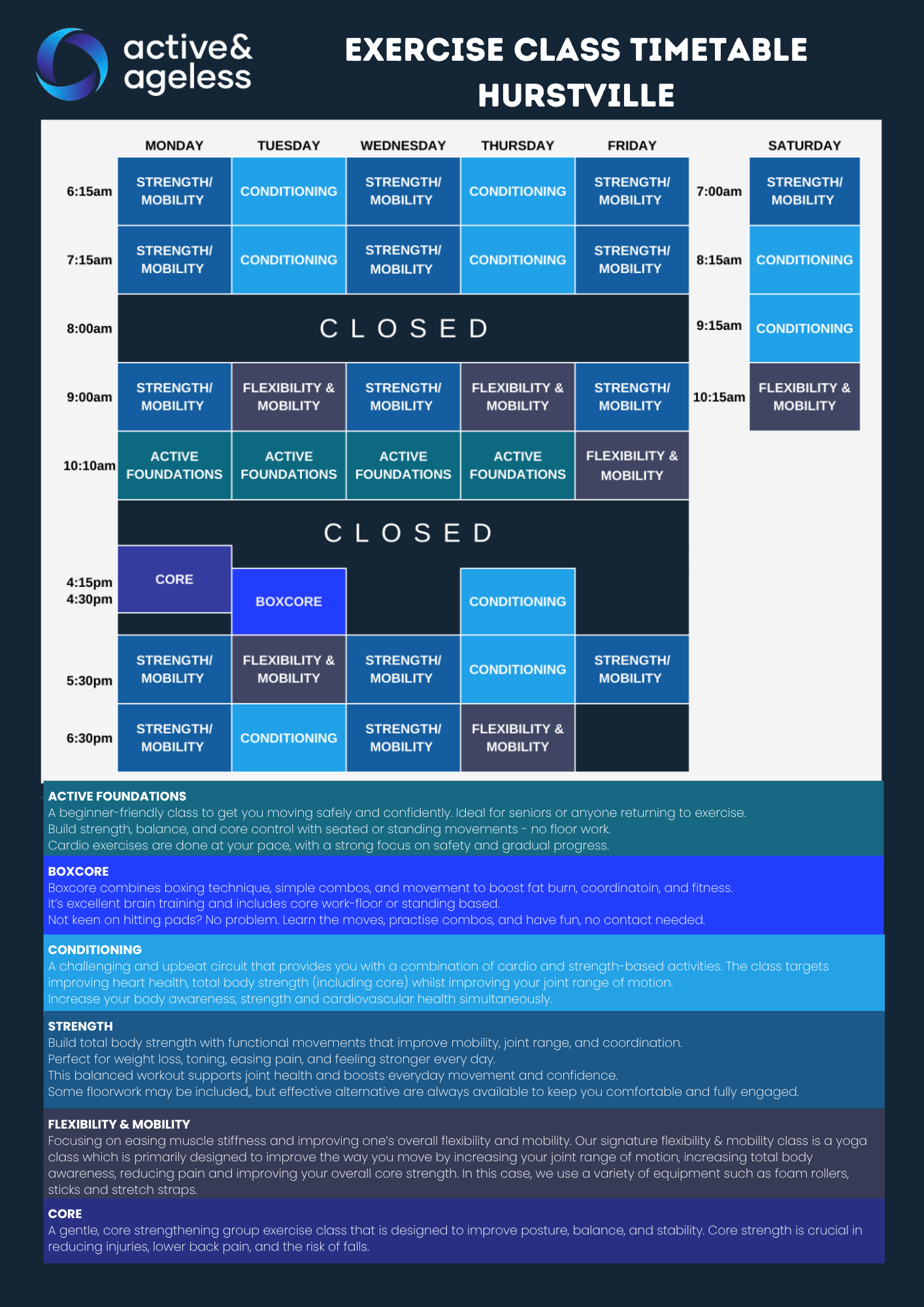 Hurstville Gym - New Timetable