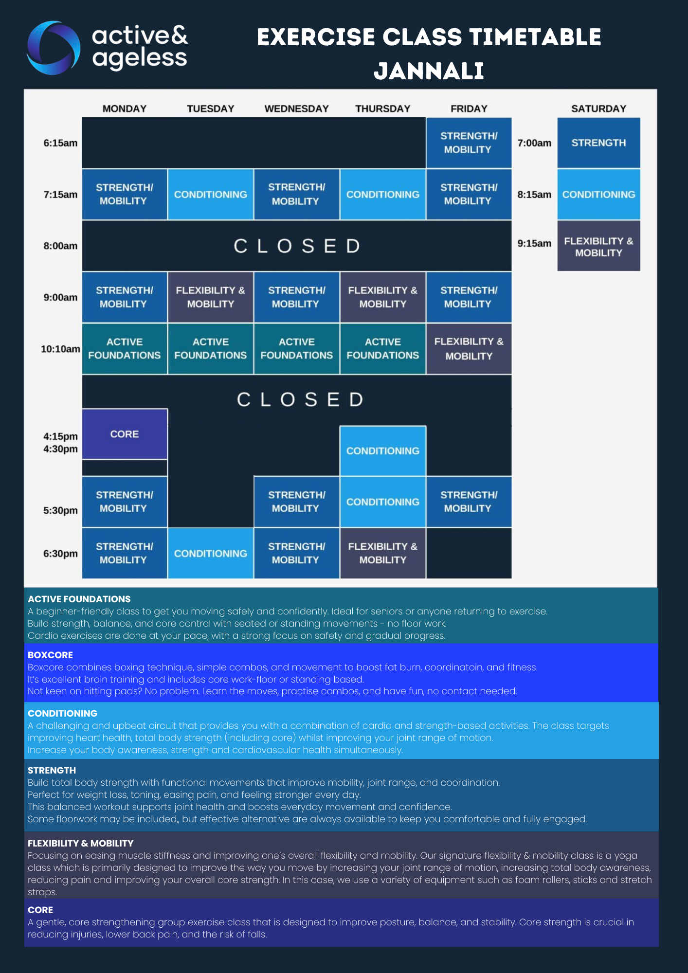 Jannali gym timetable - Active & Agless